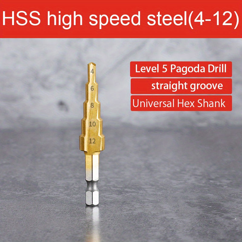 Titanium Step Drill Bit for Wood and Metal 4-32mm High-Speed Steel Hex Head