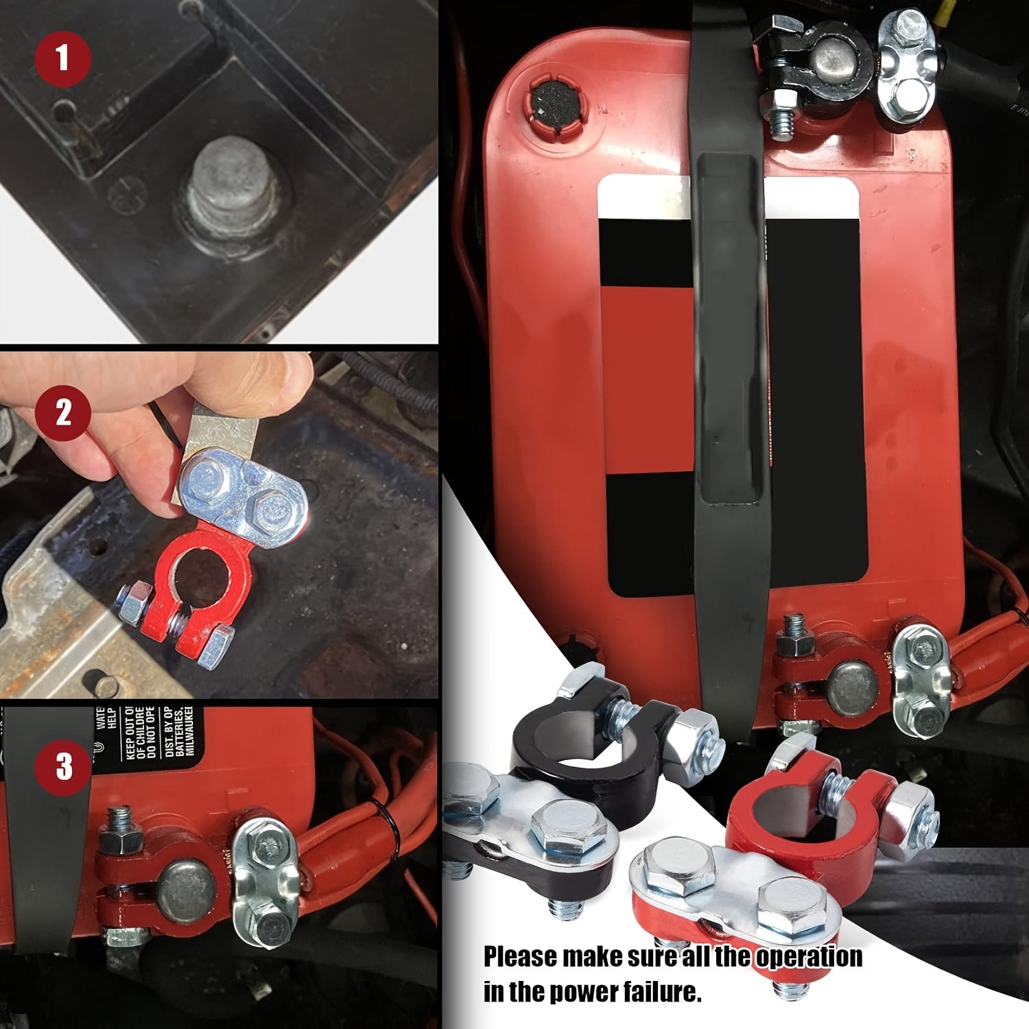 2 ta to'plam avtomobil akkumulyator terminali ulashlari, ijobiy va salbiy avtomobil terminali
