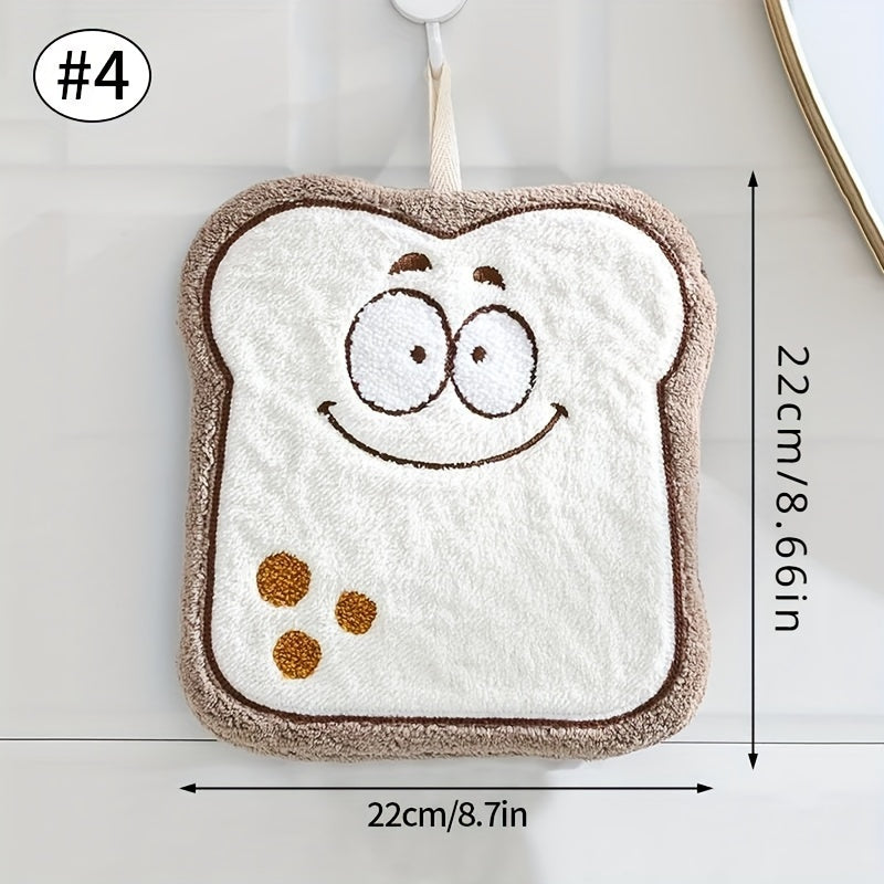 Cartoon Food Shaped Hand Towel Soft Coral Fleece Quick-Dry Absorbent Kitchen Bathroom Use