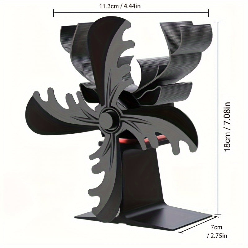Heat Powered Fireplace Fan, Aluminum Alloy, 17.78x8.89cm, Non-Electric Wood Stove Fan