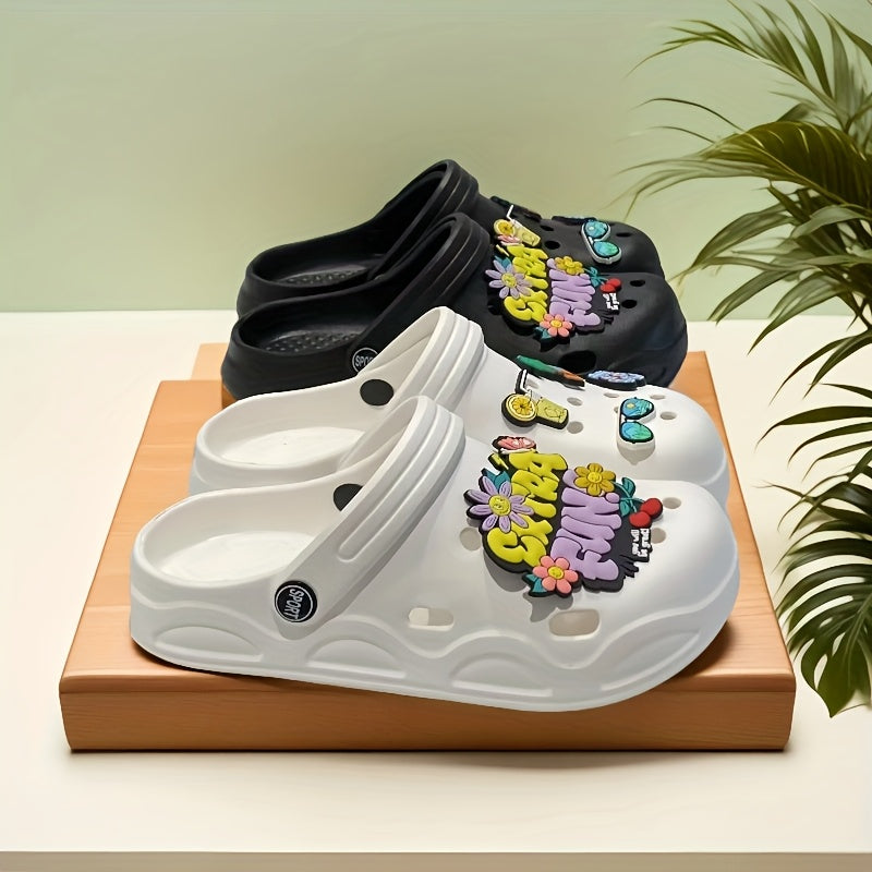 Women's Summer Beach Shoes EVA Flip Flops White Black Garden Sandals