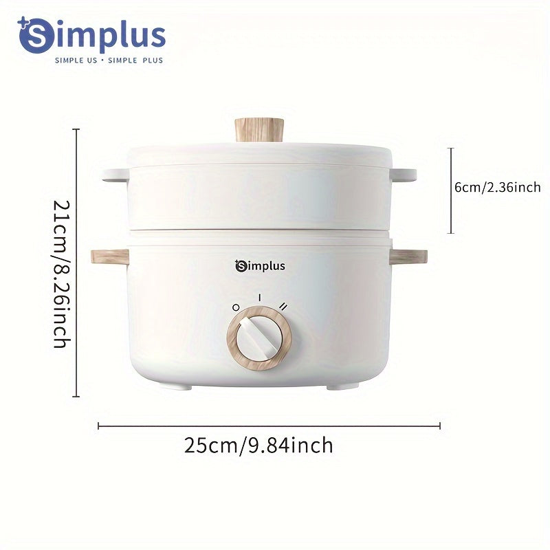 Large-capacity electric pot with steaming boiling functions 1.5L stainless steel