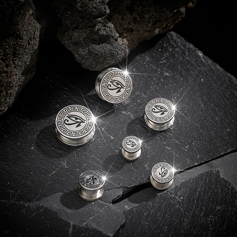 Horus Eye Stainless Steel Ear Gauges Tunnel Plugs Ear Stretchers Hip Hop Jewelry