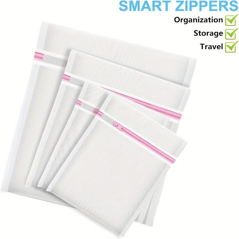 Mesh Laundry Bags Set of 4 for Underwear Toys and Travel Large Medium Small