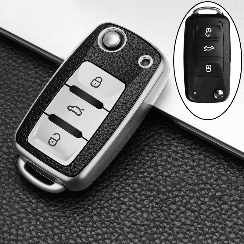 Universal TPU Car Key Cover Fob Shell for Vehicles with Keychain Protection