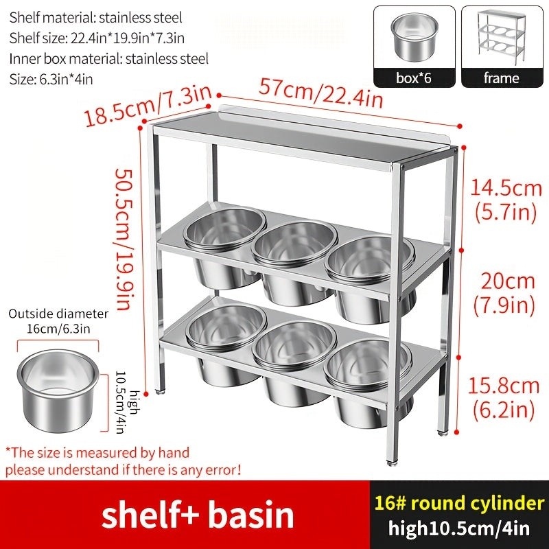 Commercial Grade Unfinished Stainless Steel 3-Tier Spice Rack Organizer with 16 Jars