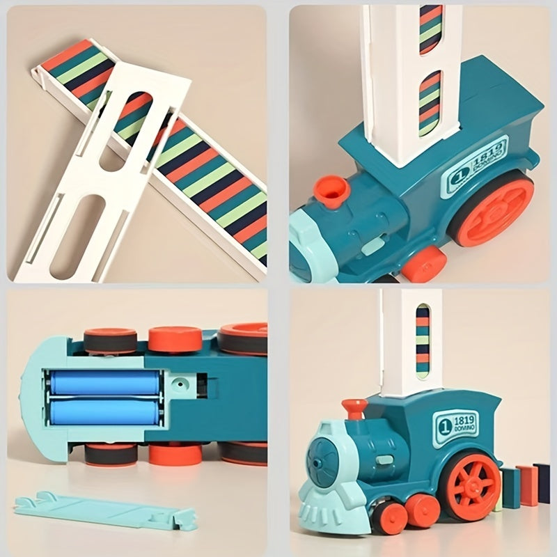 Blue Battery-Powered Electric Toy Train Set for Kids 3+ ABS Material Smooth Connectors