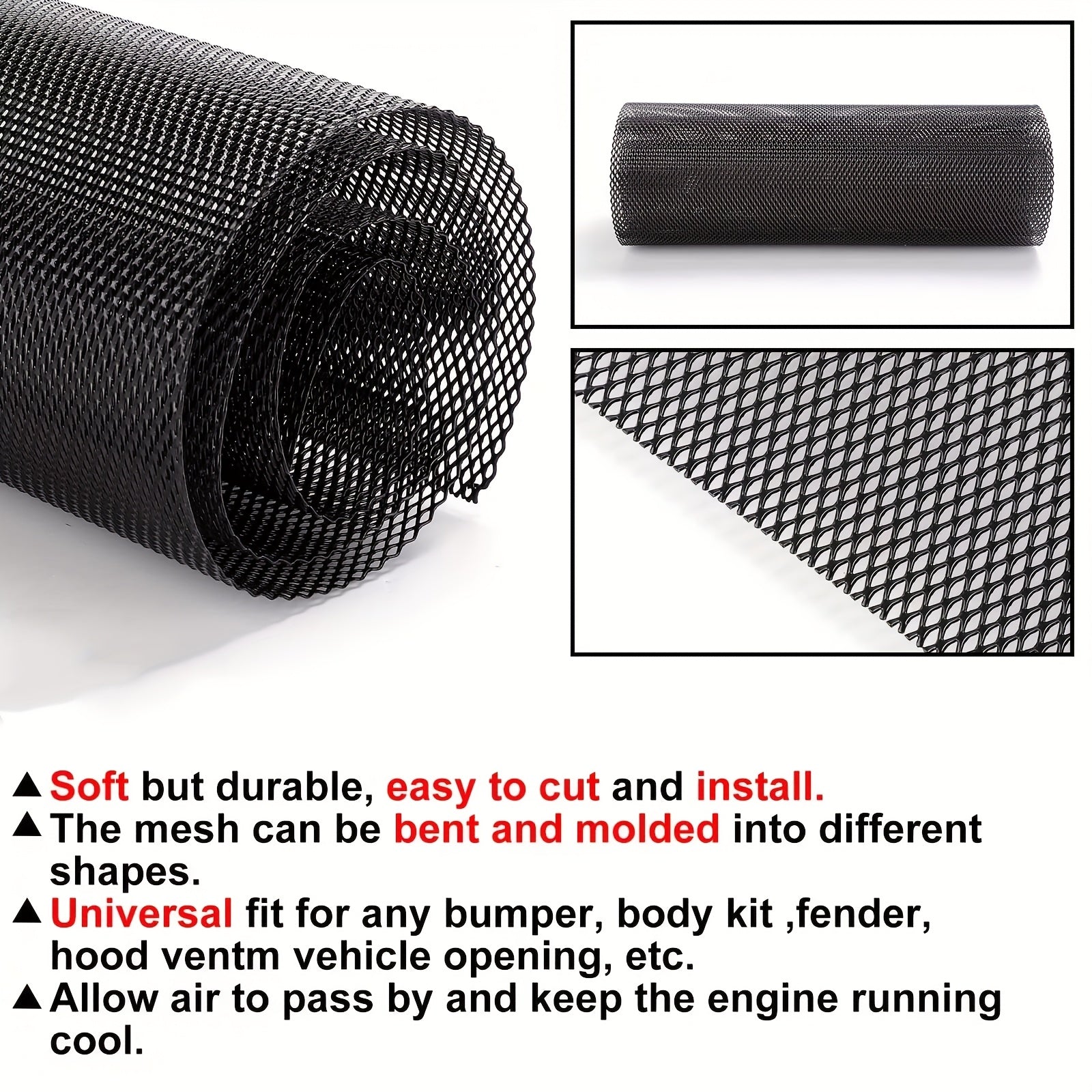 Car ABS Plastic Honeycomb Bumper Vent Mesh for Front Wheels 120x40cm