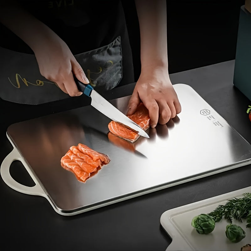 Stainless Steel Double-Sided Cutting Board Thick Durable Mold-Resistant for Kitchen Prep