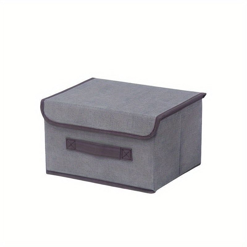 Foldable Storage Box with Lid Dustproof Polyamide Linen Organizer for Clothes