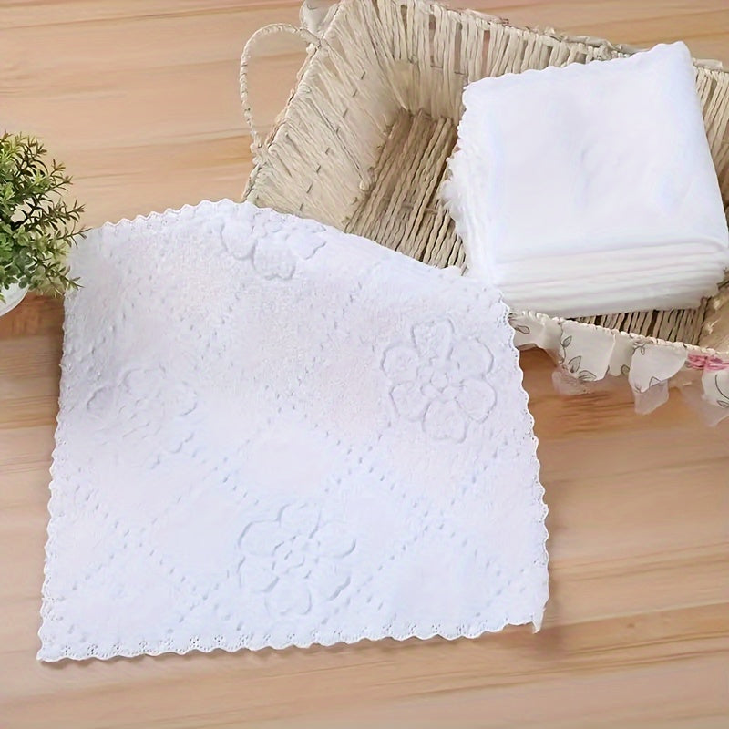 300 White Microfiber Towels with Flower Embossed Washcloths for Cleaning and Bathroom
