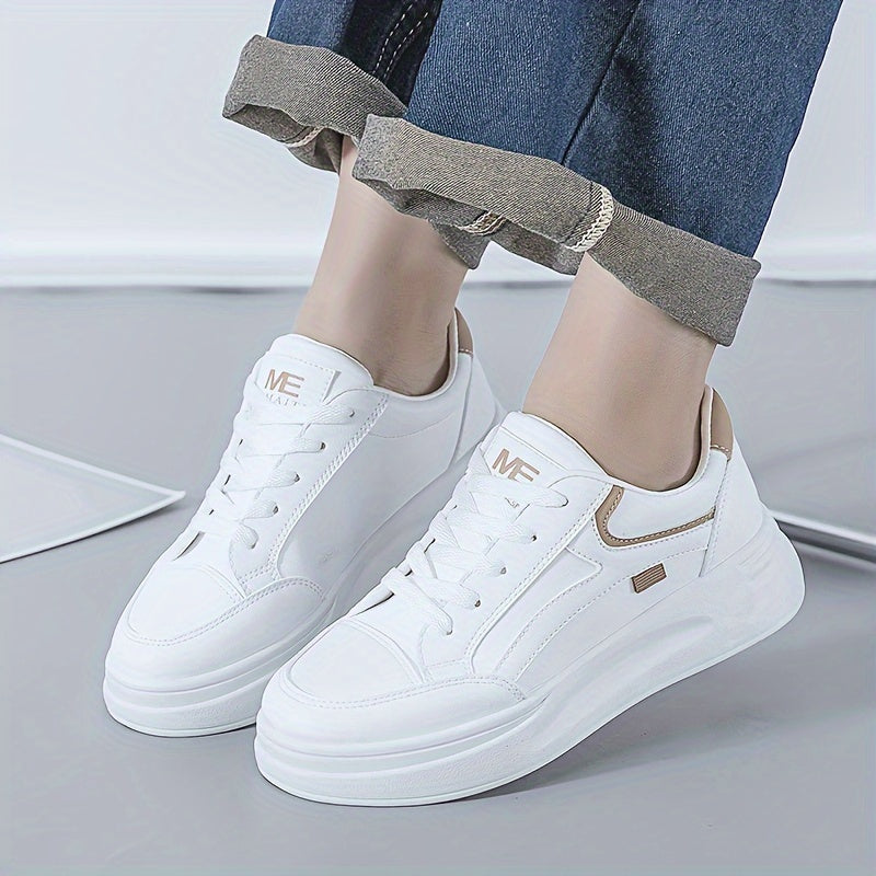 Women's Casual Sneakers Low Top with Thick Soles and Lace-Up Design for All Seasons