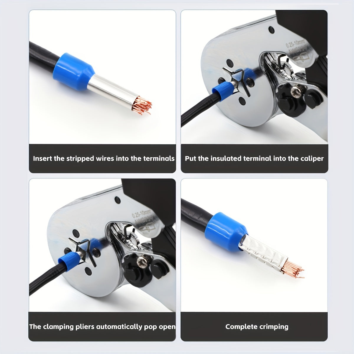 Elektr mutaxassisi uchun ko'p funksiyali qirqish pliers, 0.25-10mm² oralig'ida moslashuvchan ratchet terminal ulanishi, aylanish ta'miri va texnik xizmat ko'rsatish uchun ideal, Evropa uslubidagi dizayn.