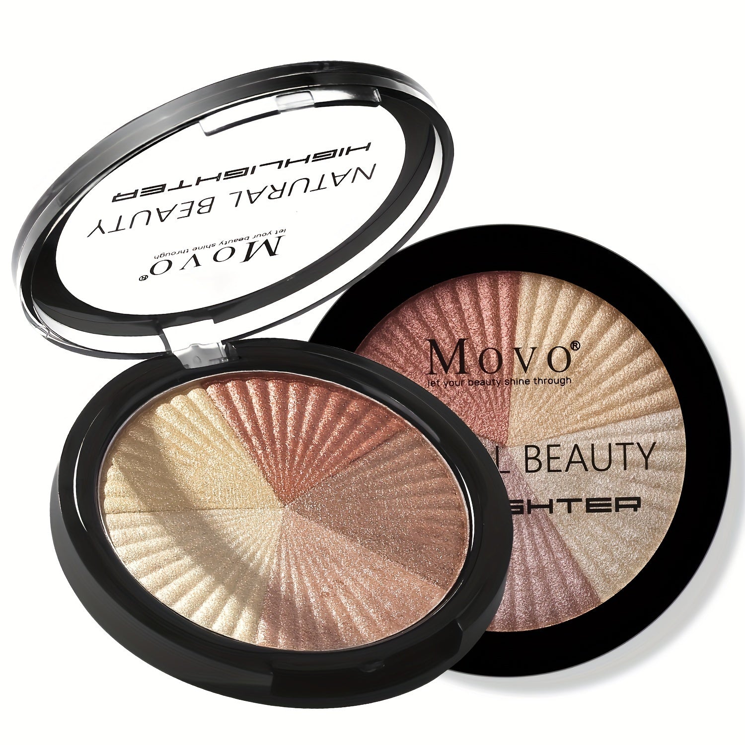 Paleta de iluminador para mujer de 5 colores con purpurina, brillo, contorno y corrector