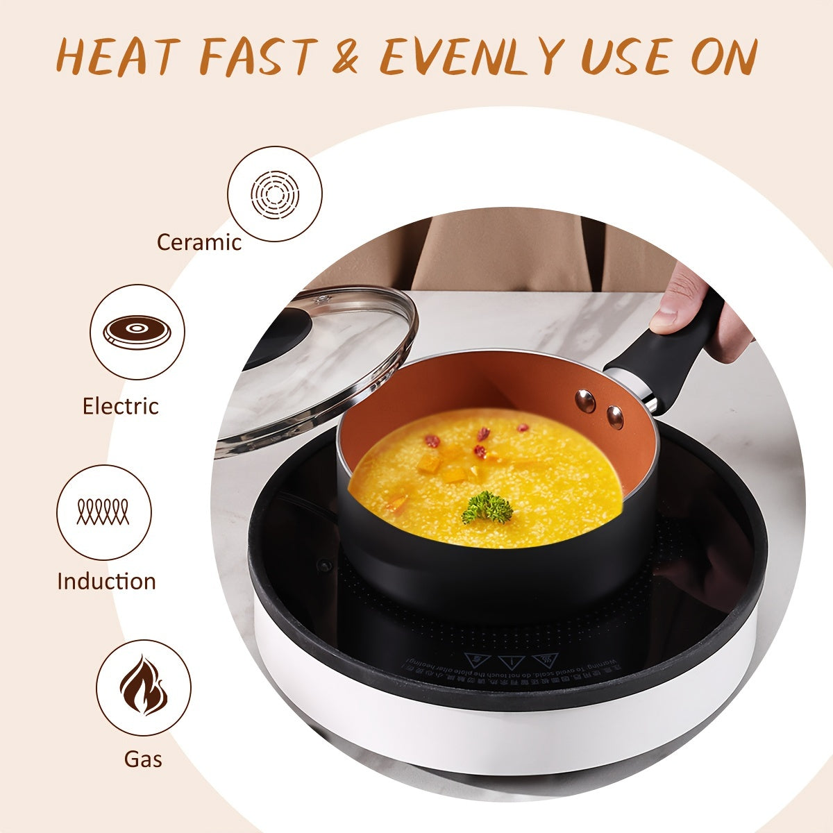 10-Donali alyuminiy keramika idishlari to'plami, sho'rva qozoni va qovurilgan panlar bilan oshxona uchun