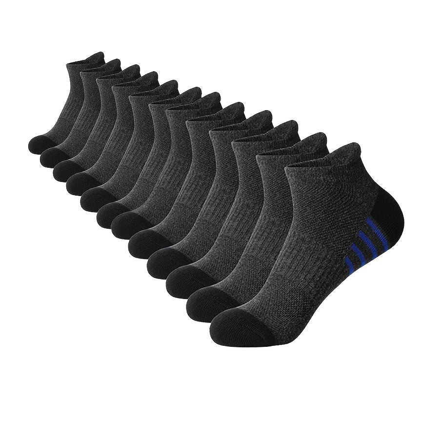 Men's Cotton Striped Sports Socks Breathable Soft Summer Fitness Pack of 12