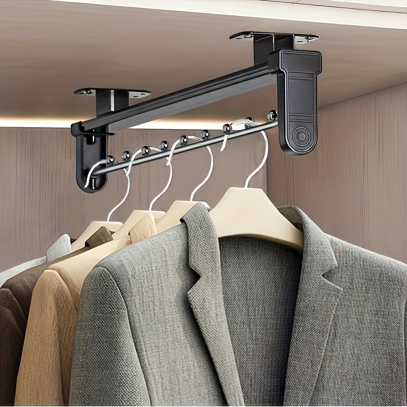 Adjustable Foldable Metal Clothes Hanging Rail for Wardrobes and Bedrooms Space-Saving Organizer