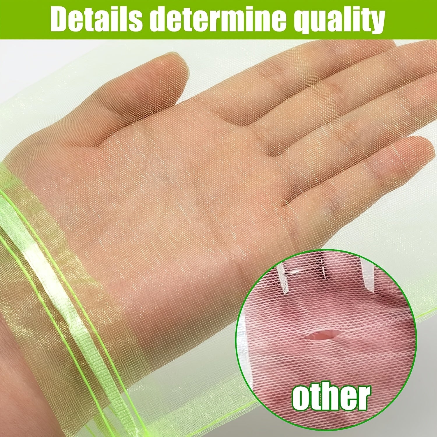 Green Breathable Mesh Fruit Protection Bags 100pcs with Drawstring for Grapes Strawberries Lemons