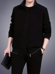 Мужской весенний спортивный костюм с длинным рукавом, стойка-воротник, открытая грудь, повседневный осенний стиль для средних лет пап