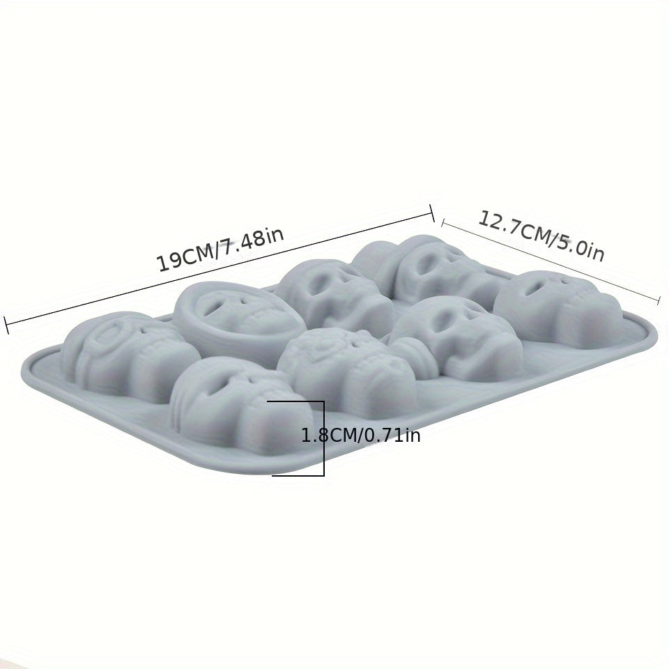 Skull Silicone Mold Tray 8 Cavities for Chocolate Cake Jelly Ice Cubes