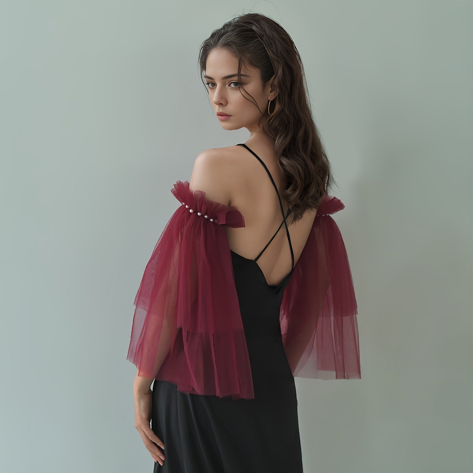 Yuvin Sheer Tulle Qo‘lqoplar Ikki Qavatli Nilon To‘y Aksessuari