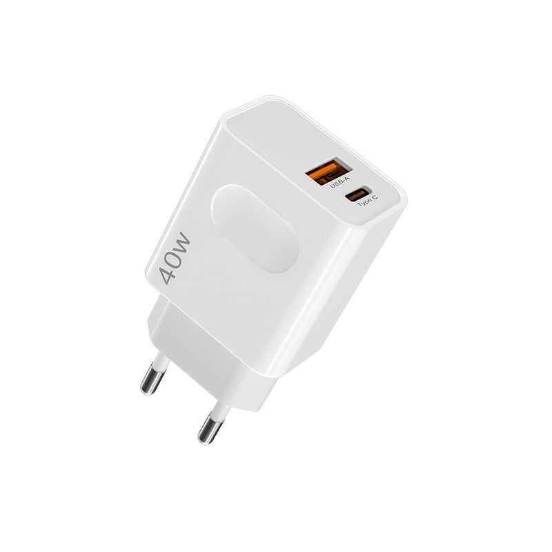 40W Dual Port USB Wall Charger with QC 3.0 European Plug Fast Charging for iPhone Samsung Xiaomi Oppo Vivo