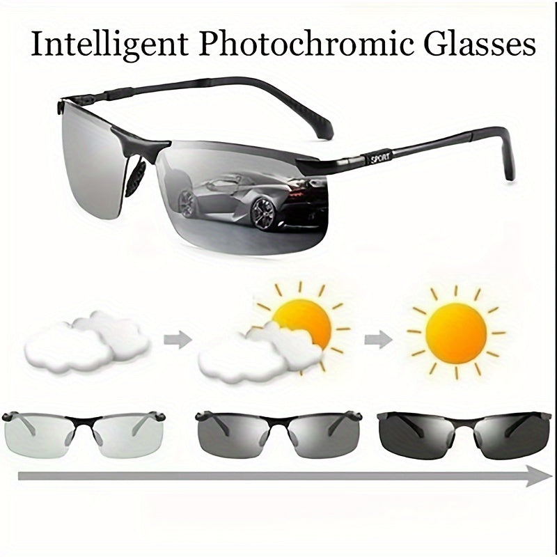 Polarized Fashion Glasses with Color-Changing Lenses for Driving Fishing Night Vision Metal Frame