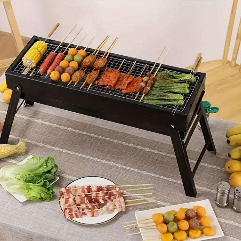 Portable stainless steel charcoal grill for outdoor picnics camping foldable design food-safe paint