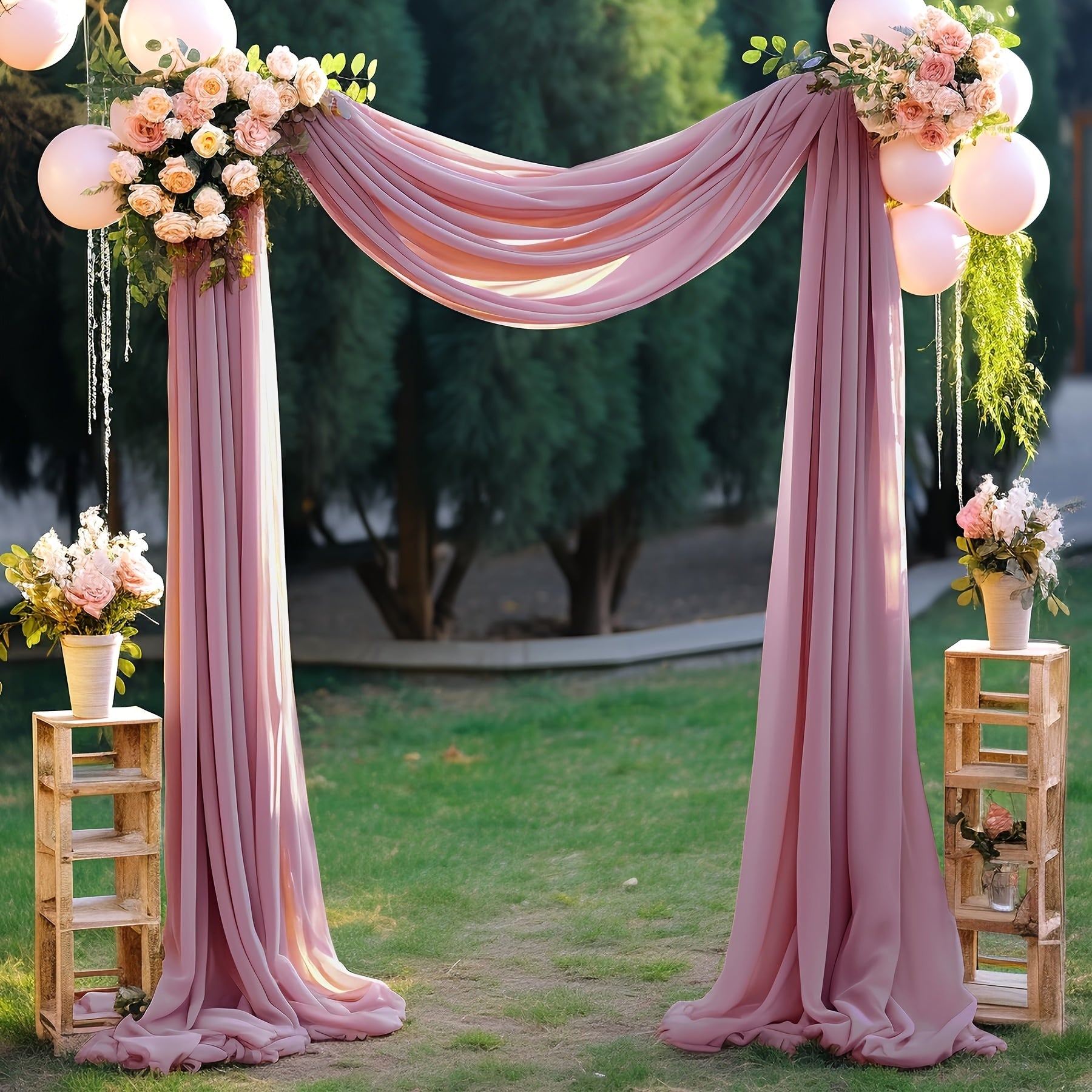 Polyester Sheer Fabric Draping Panel for Wedding Arch Backdrop Curtain Voile for Ceremony and Party Decor