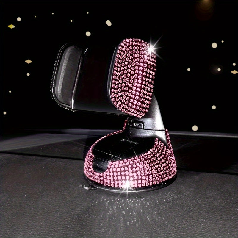 Soporte de teléfono para coche con cristales de lujo y soporte de succión giratorio para tablero y rejilla de ventilación