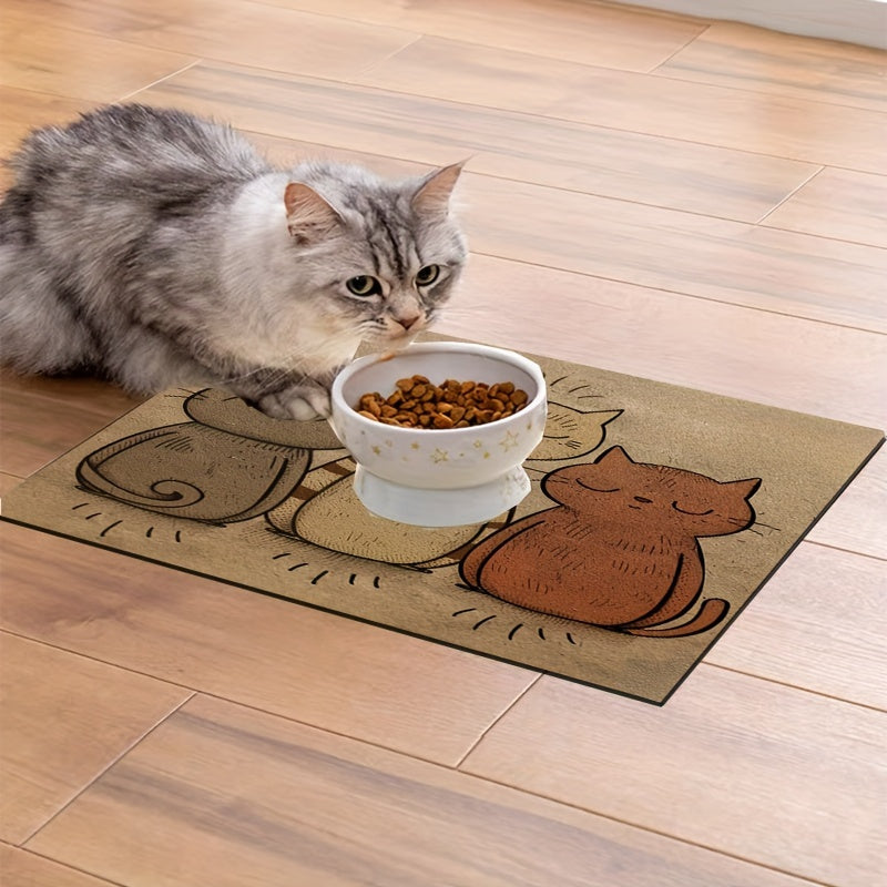 Cute Cat and Dog Pet Placemat Polyester Easy to Clean All Seasons