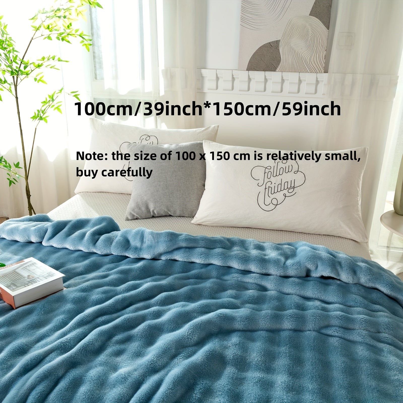 Hypoallergenic Polyester Bed Blanket Faux Rabbit Fur Plush Throw for Bedroom Sofa Travel