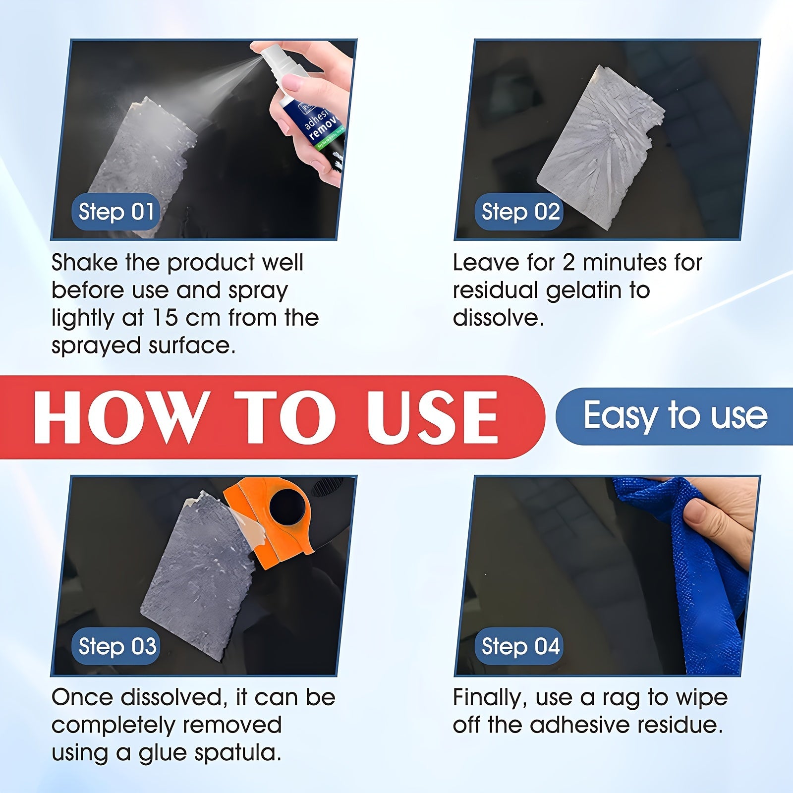 Спрей-удалитель клея для автомобильных стекол и краски, 3,4 унции, удаление остатков и этикеток