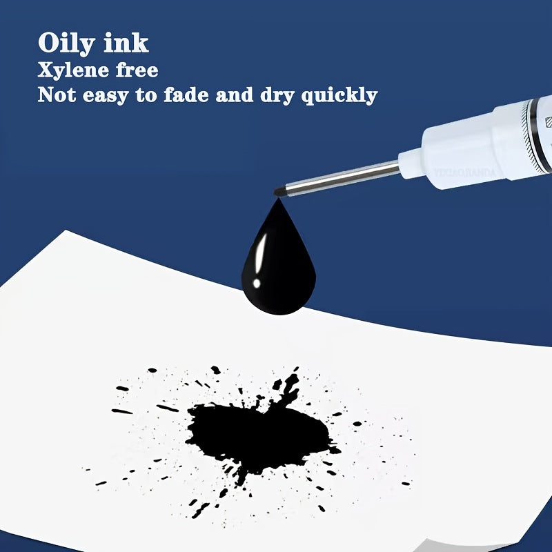 5 dona uzun bosh belgilovchi markerlar - yog'och, metall, plastmassa uchun ko'p rangli mürekkep