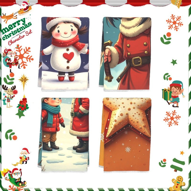 Winter Christmas Snowman Snowflake Kitchen Towel Set 4 Pieces 45x66cm