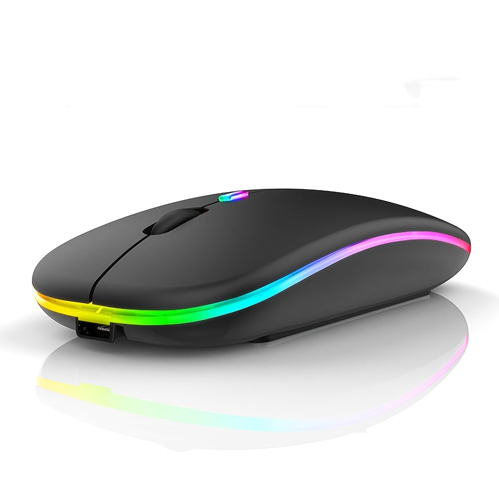 Wireless Rechargeable LED Mouse with Dual Mode, Silent, Ergonomic, for Laptop Desktop Tablet