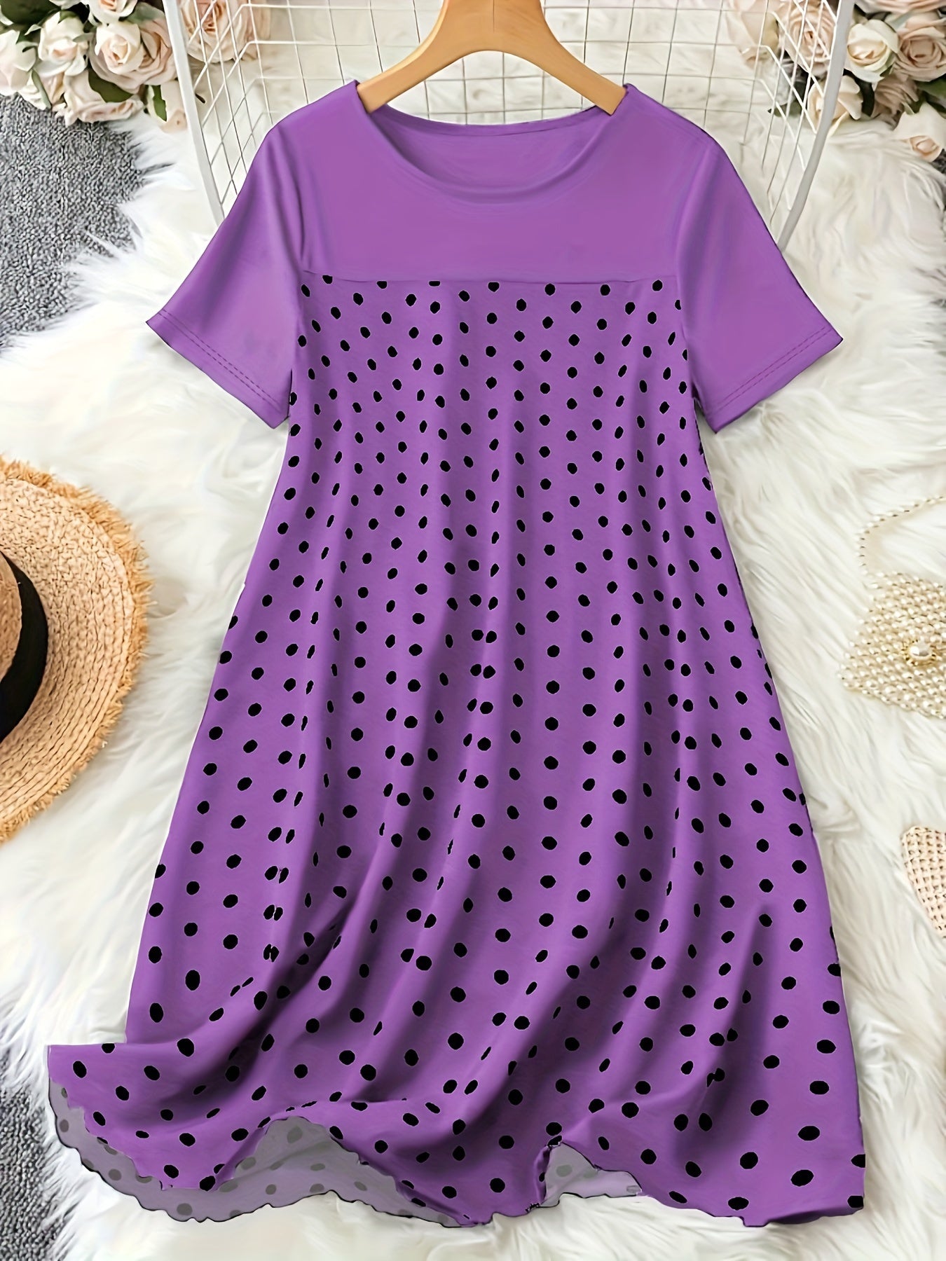 Pack de 3 camisones de lunares de talla grande en algodón y poliéster