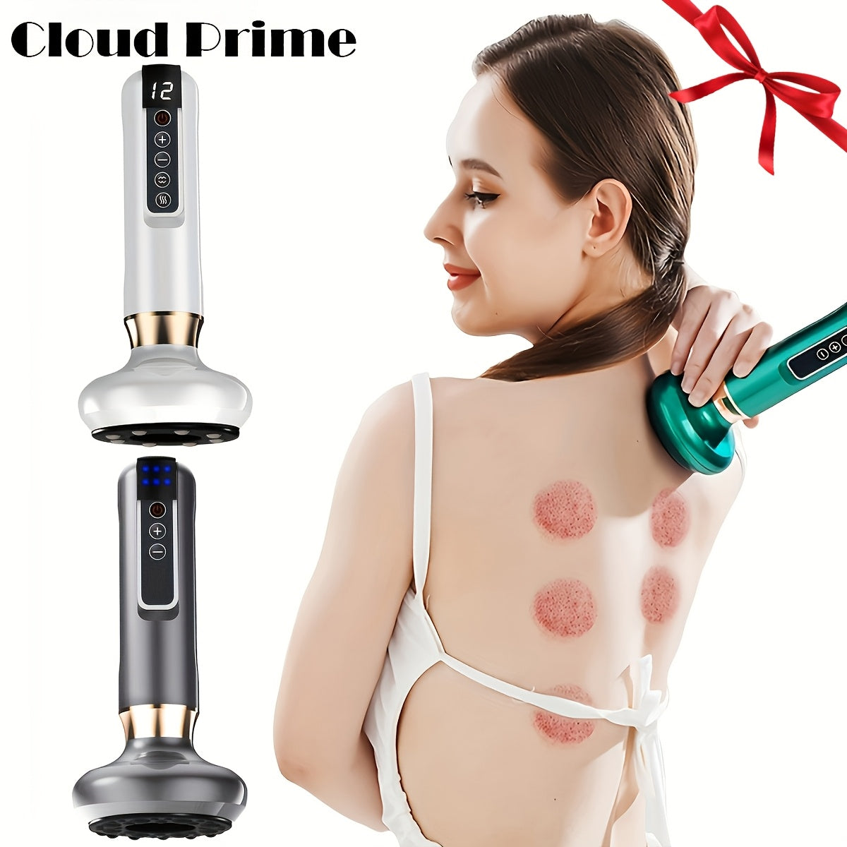 Electric Vacuum Cupping Massager with 6/12 Levels Rechargeable Lithium Battery in White Green Gray