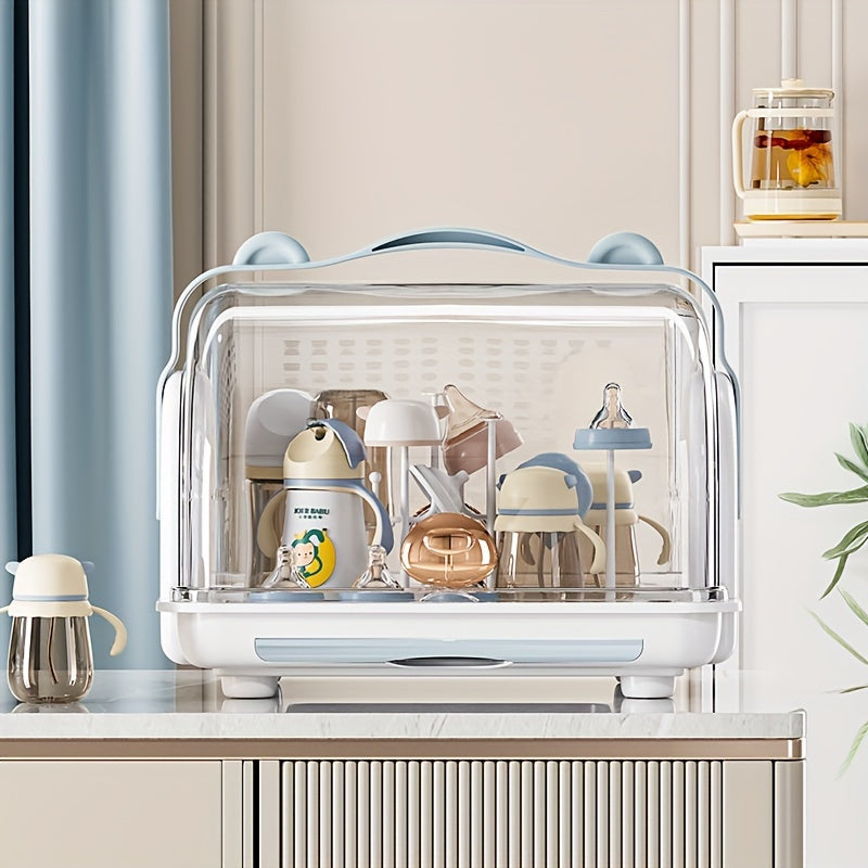 Child's Storage Organizer with Lid Dustproof Bottle Holder and Food Storage Rack