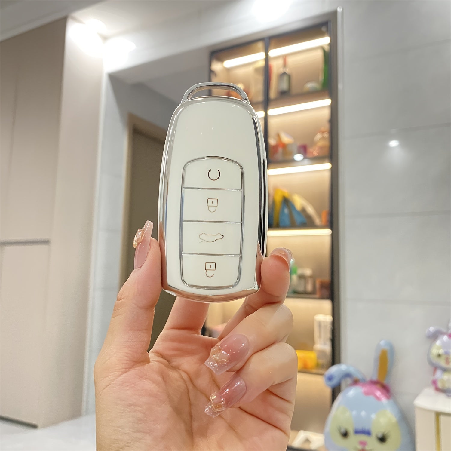 Car Key Case TPU Remote Cover for 4-Button Keyless Entry Durable Black