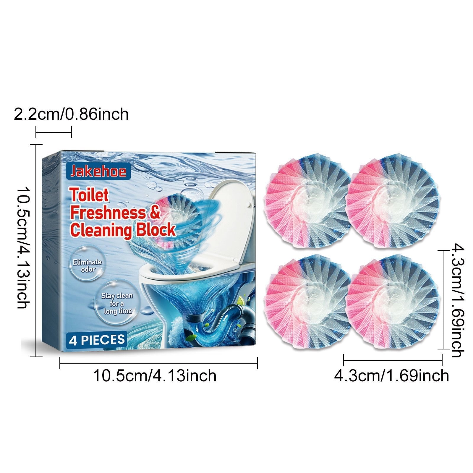 4-Pack Toilet Bowl Cleaner Tablets Fume-Free Odor-Eliminating Stain Remover