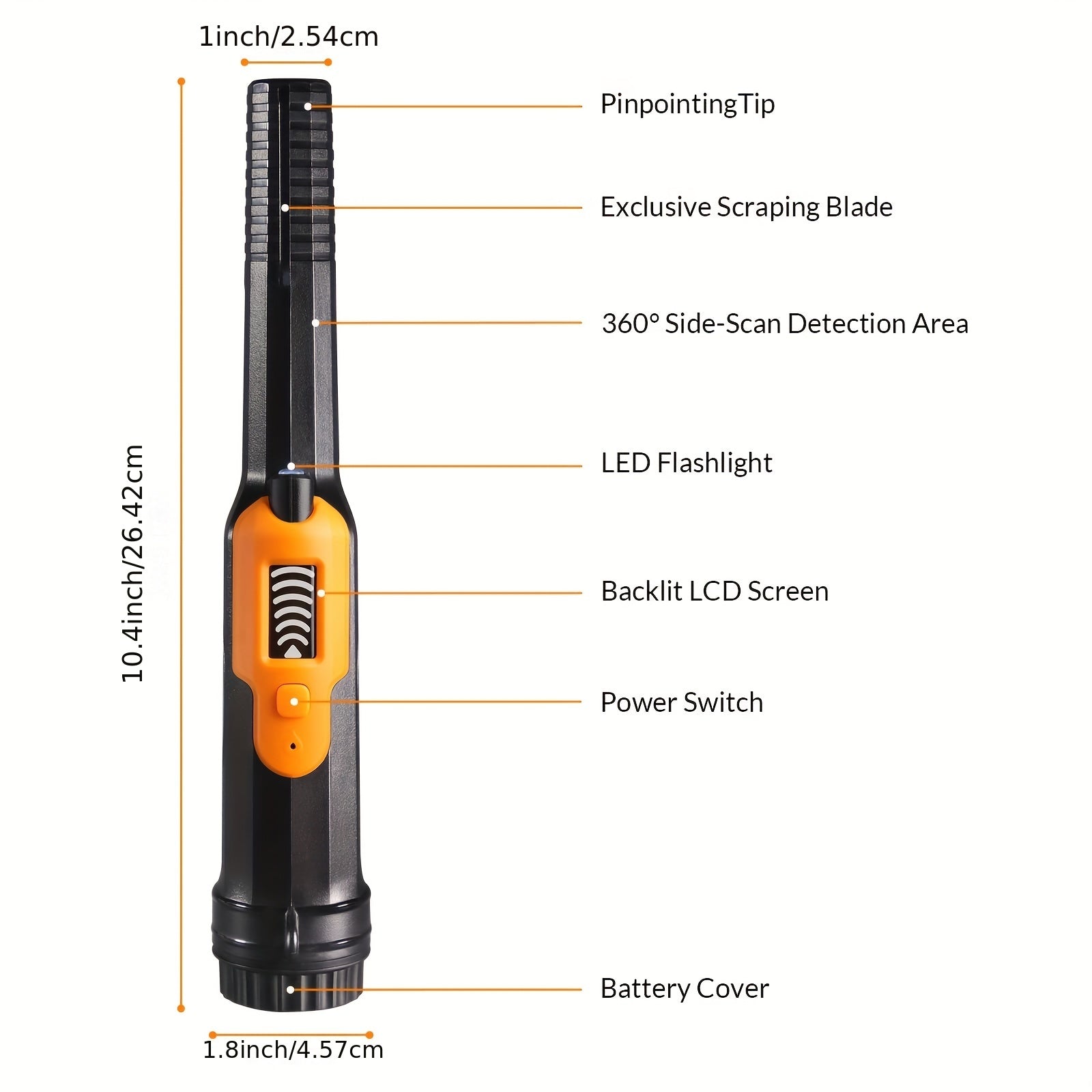 Металлоискатель-пинпоинтер с ЖК-дисплеем, подводный искатель сокровищ, ручной пинпоинтер с 3 режимами, пластиковый материал с поясным чехлом, батарея не перезаряжаемая в комплекте, подходит для