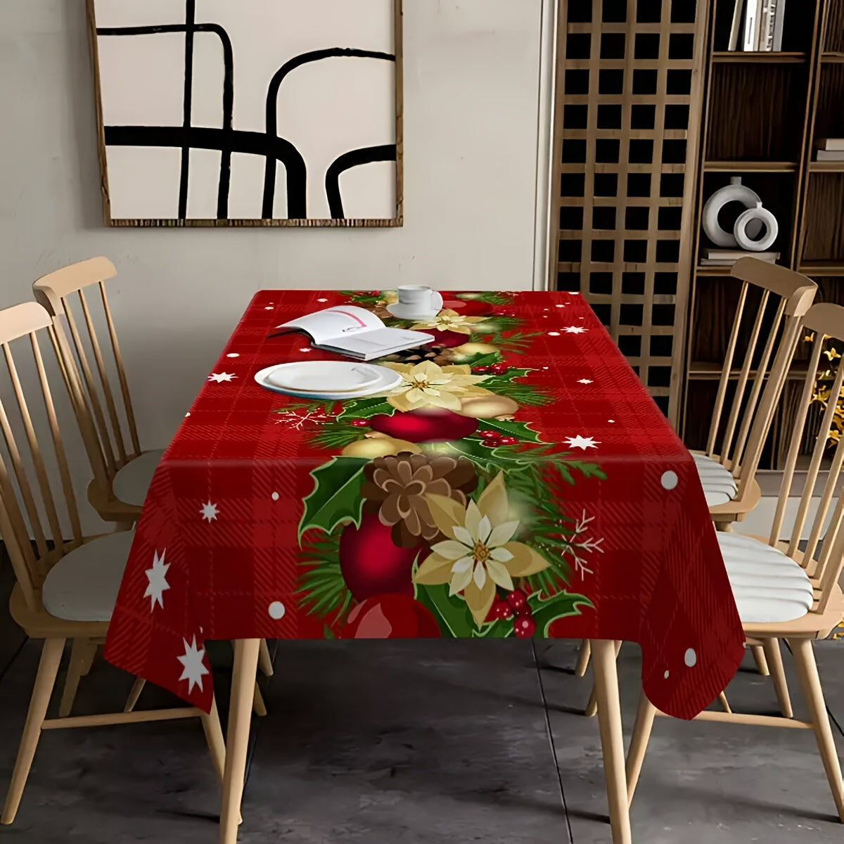 Stain-Resistant Holiday Party Tablecloth Machine Washable Easy to Clean