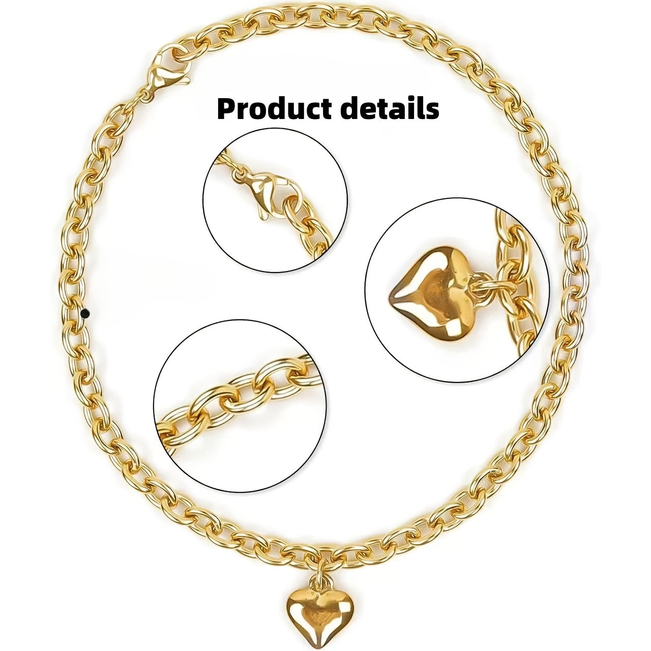 Collar ajustable en forma de corazón de aleación para gato y perro pequeño con cadena versátil