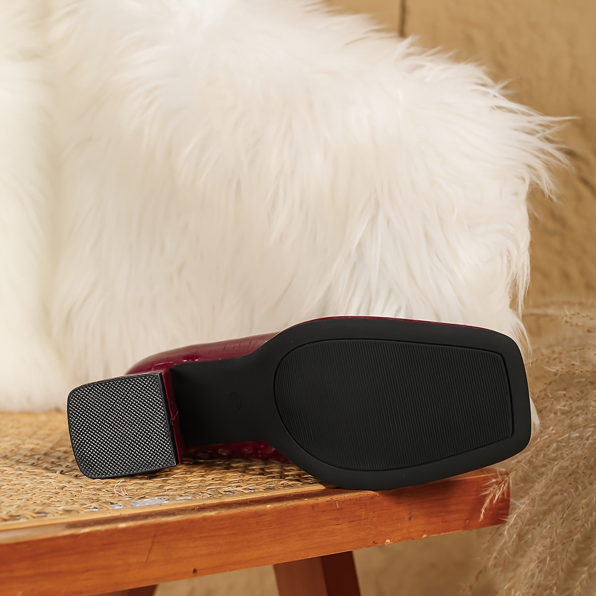 Women's PU Square Toe Block Heels Loafers Elegant Comfortable Shoes