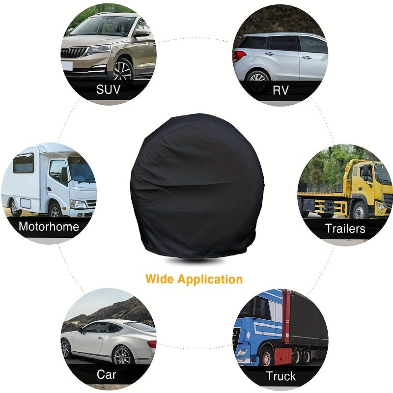 4 Pack Black Waterproof Tire Covers for Truck SUV Trailer RV Wheel Protectors