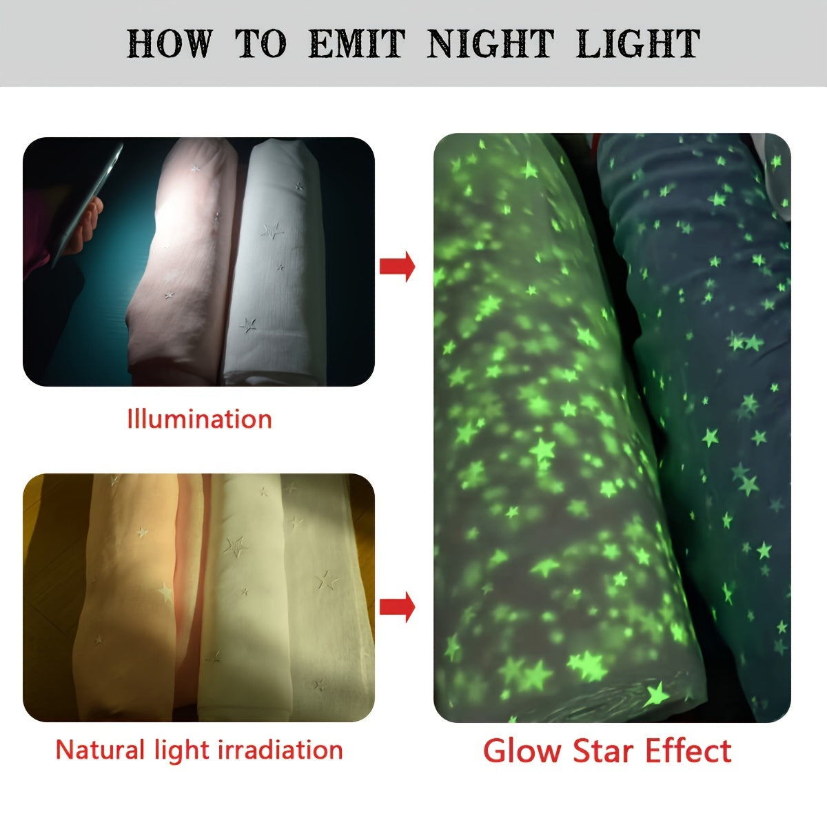 Pastoral Style Curtains with Luminous Star Pattern for Bedroom Living Room Office Kitchen