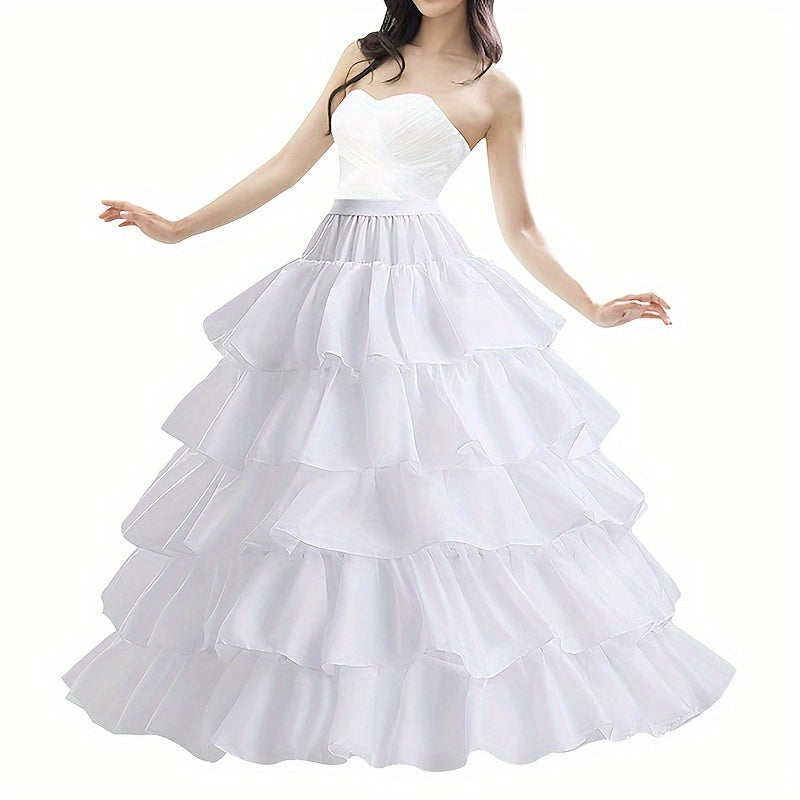 White Petticoat for Weddings and Parties with 4 Hoops and 5 Ruffles