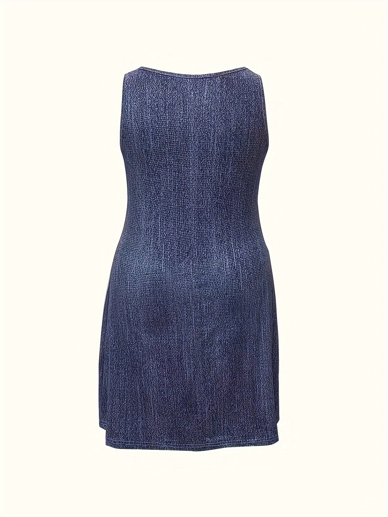 Plus Size Women's Cotton Sleep Dress with Butterfly Tree and Denim Print