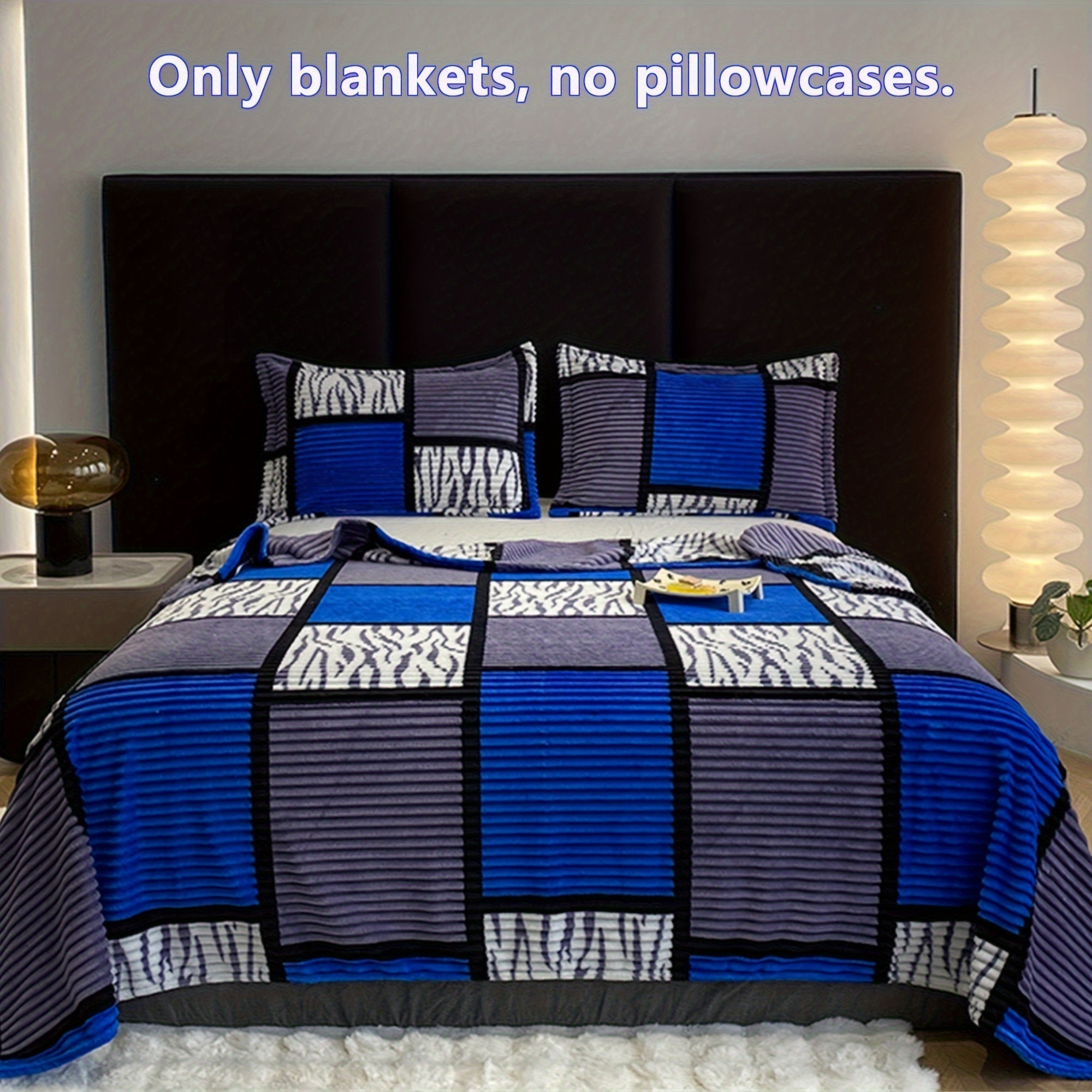 Striped Grid Blanket Lightweight Breathable All-Season Sofa Bed Travel 1 Piece